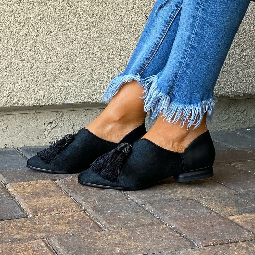 Anthropologie Black Tassel Loafers